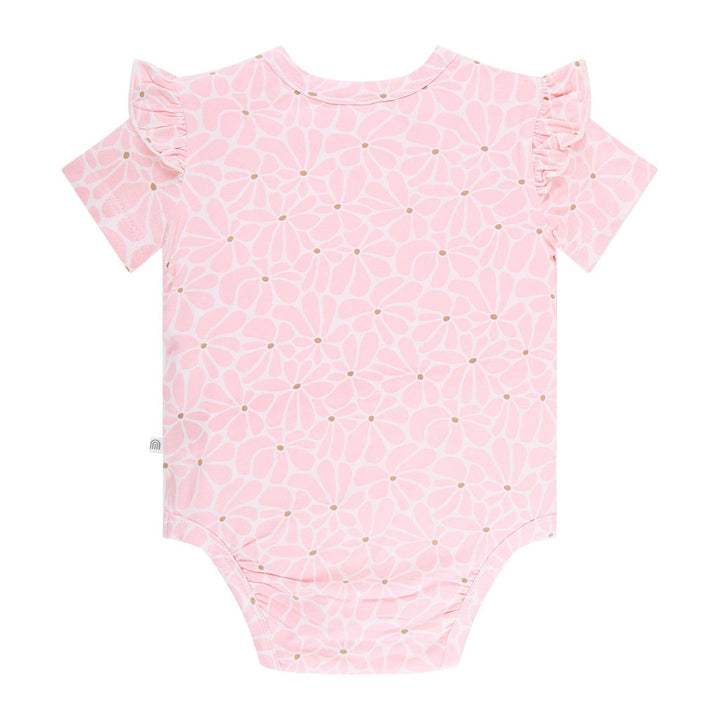 Frilled Short Sleeve Bodysuit - Hibiscus