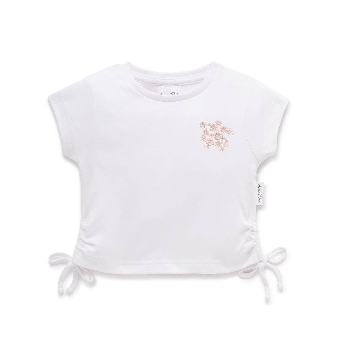 Eve Embroidered Organic Cotton Tie Side Tee