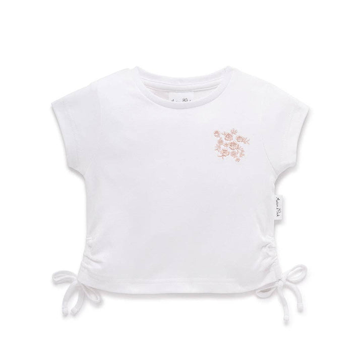 Eve Embroidered Organic Cotton Tie Side Tee