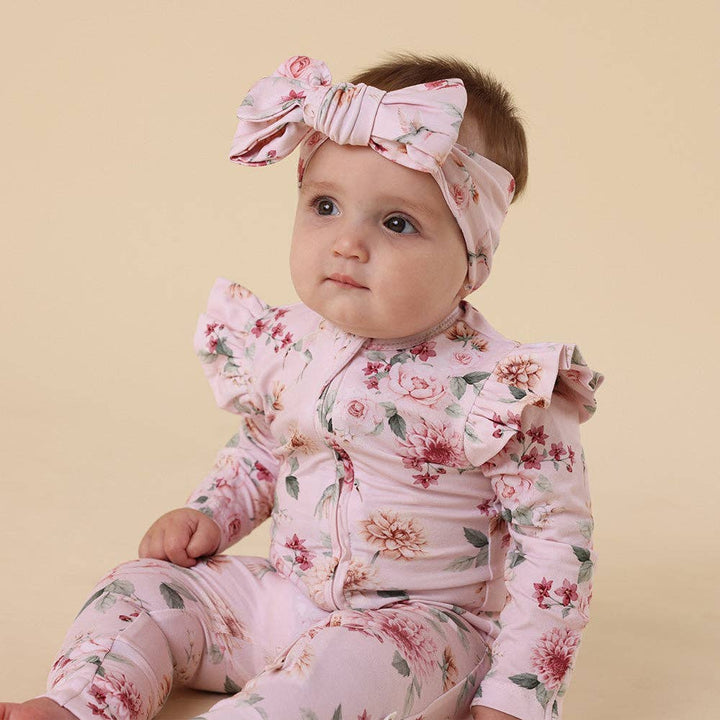 Birds & Blooms Onesie Organic Snugglesuit Convertible Romper with Frill