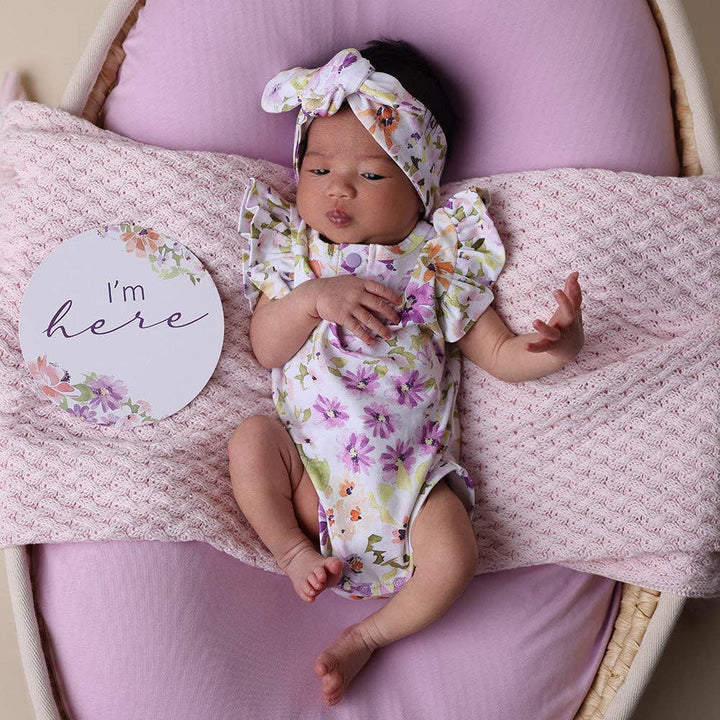 Isla Short Sleeve Organic Bodysuit with Frill