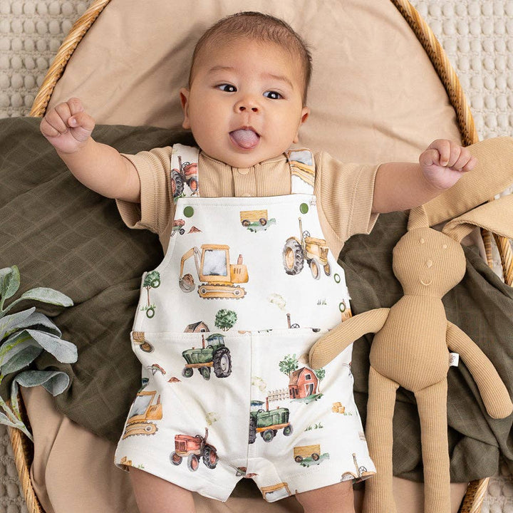 Diggers & Tractors Organic Snuggle Overall Shorts