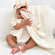 Bamboo/Cotton Heirloom Baby Blanket - Blush