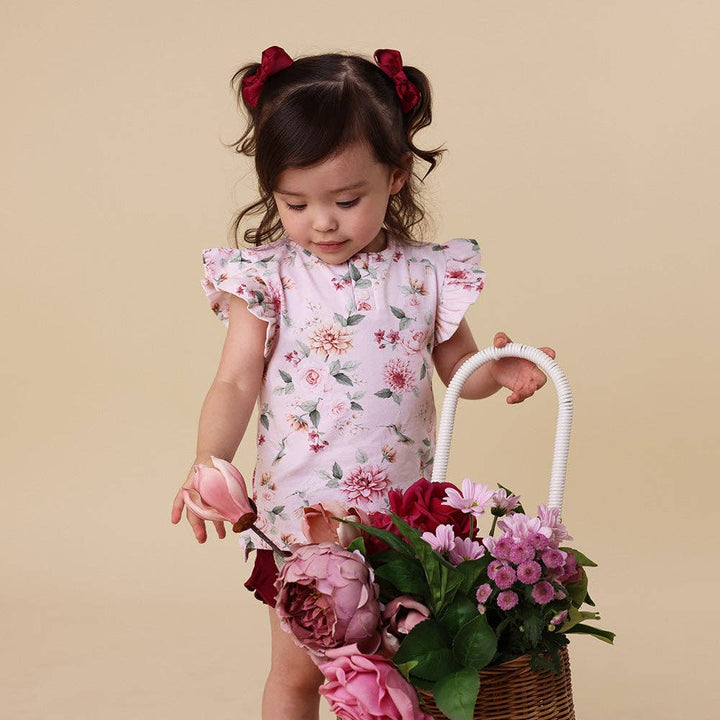 Birds & Blooms Organic Short Sleeve Top with Frill