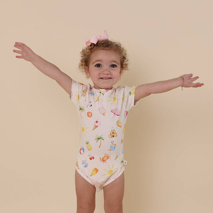 Beach Fun Short Sleeve Organic Bodysuit