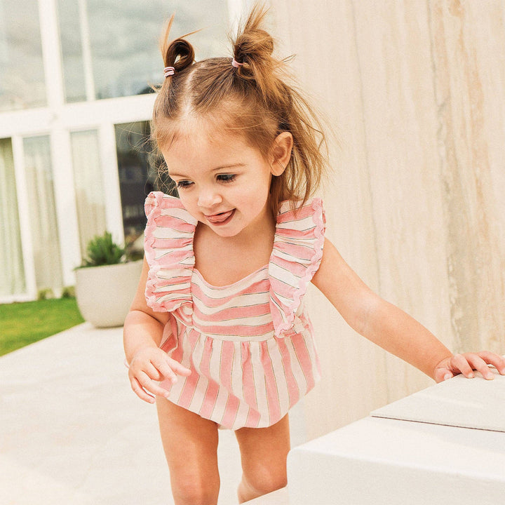 Frilled Woven Romper - Strawberry