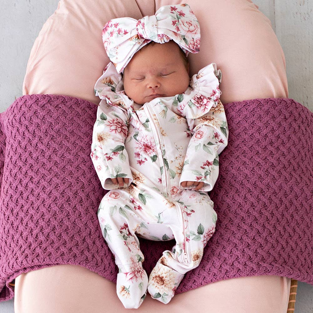 Birds & Blooms Onesie Organic Snugglesuit Convertible Romper with Frill