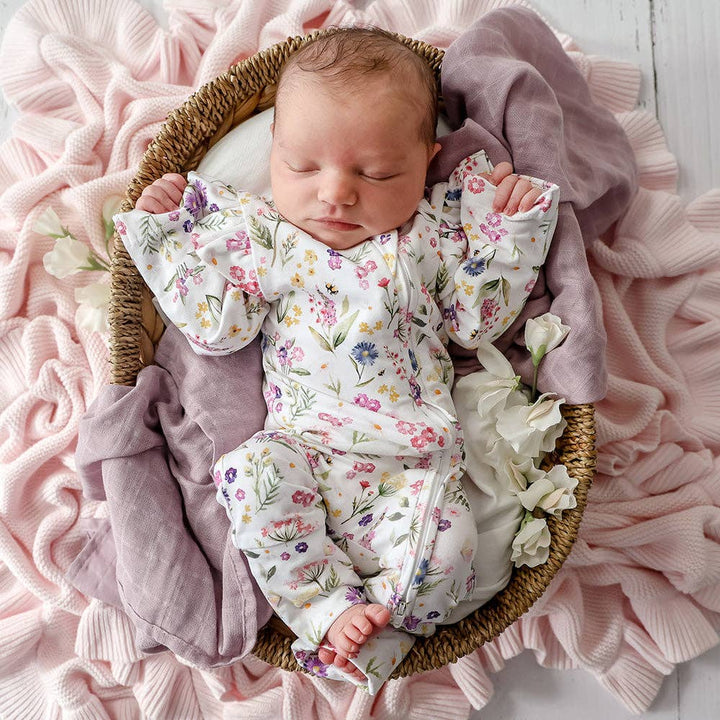 Gracie Organic Snugglesuit Convertible Romper with Frill