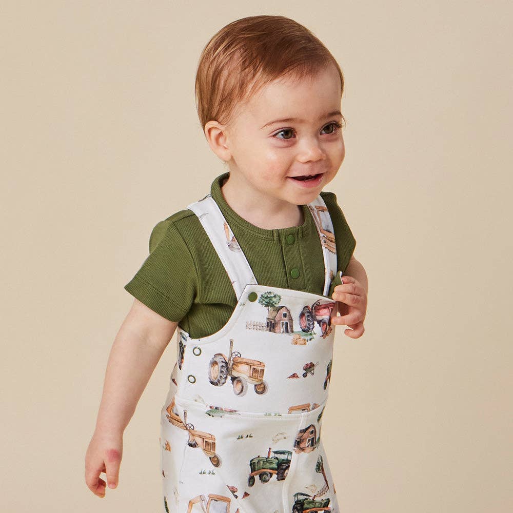 Diggers & Tractors Organic Snuggle Overall Shorts