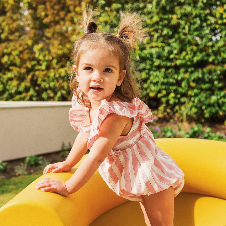 Frilled Woven Romper - Strawberry