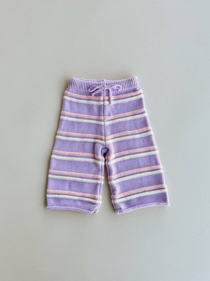 Raised Stripe Baby 2 piece Knit SET - Aster/Sweetpea/Snow