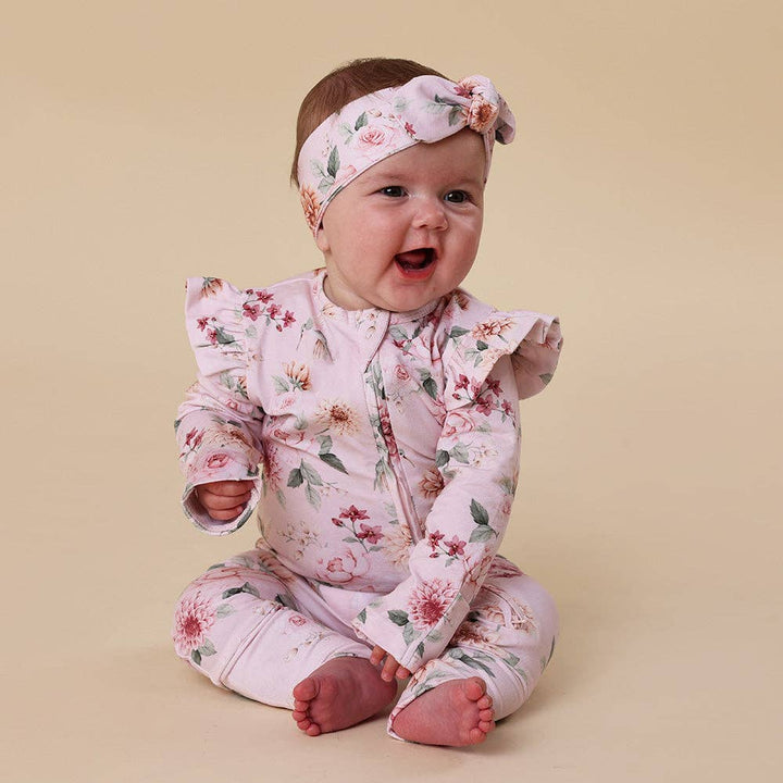 Birds & Blooms Onesie Organic Snugglesuit Convertible Romper with Frill