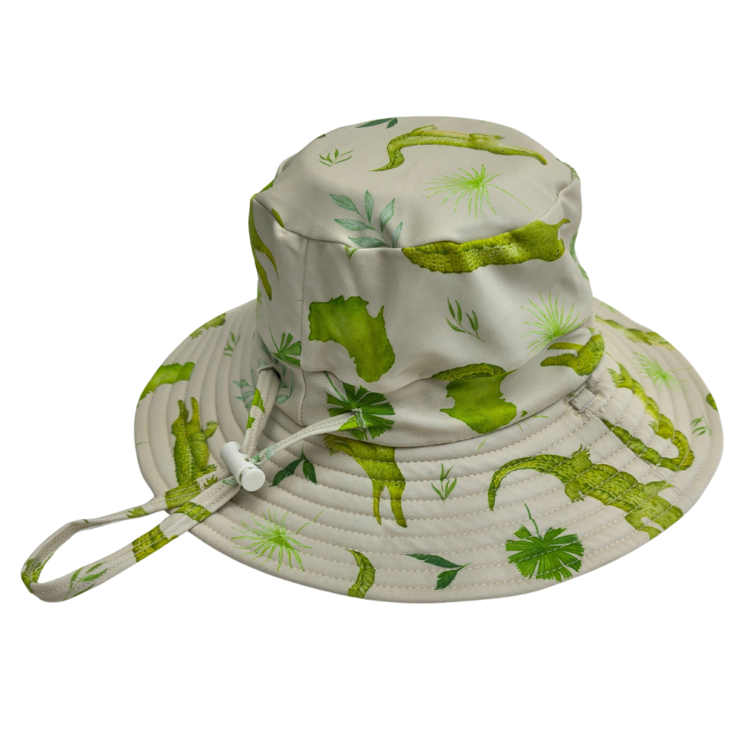 REVERSIBLE SWIM HAT ~ CROCODILES