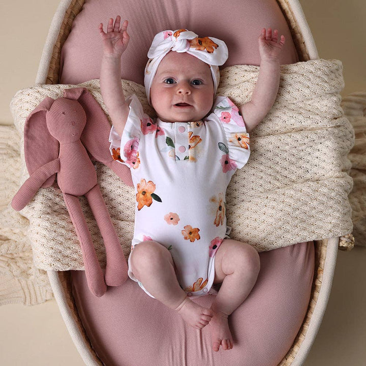 Poppy Short Sleeve Organic Bodysuit with Frill