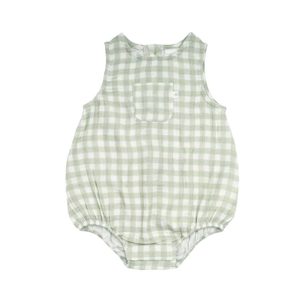 Sleeveless Romper - Sage Gingham