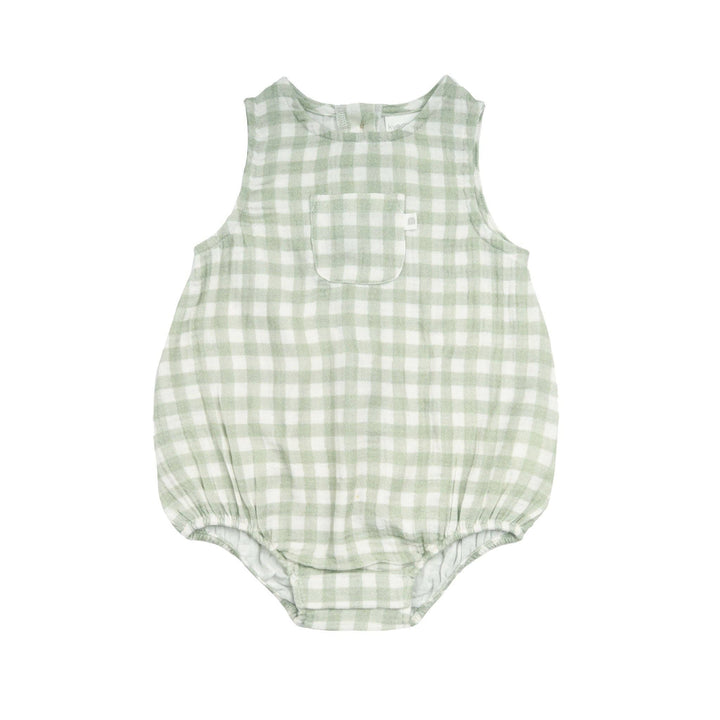 Sleeveless Romper - Sage Gingham