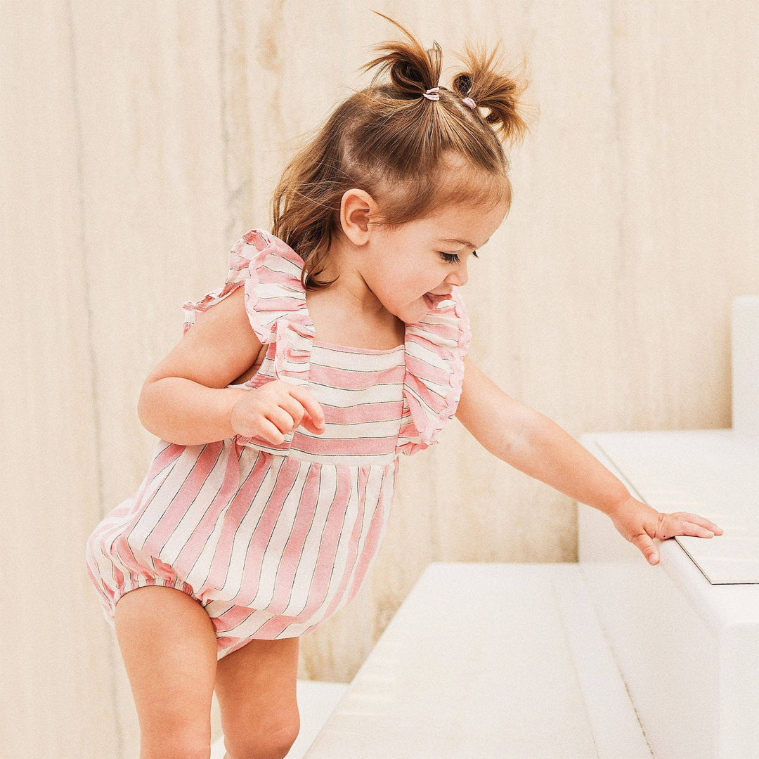 Frilled Woven Romper - Strawberry