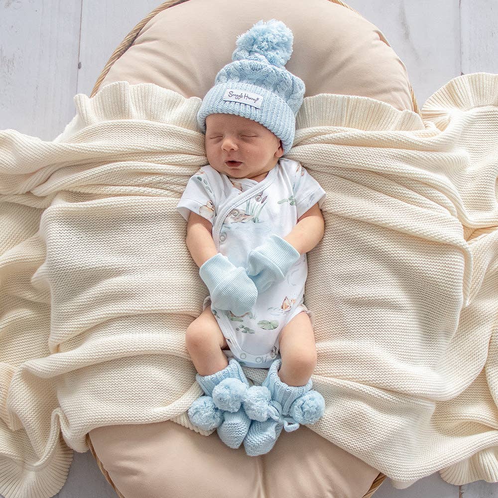 Baby Blue Organic Cotton Rib Mittens
