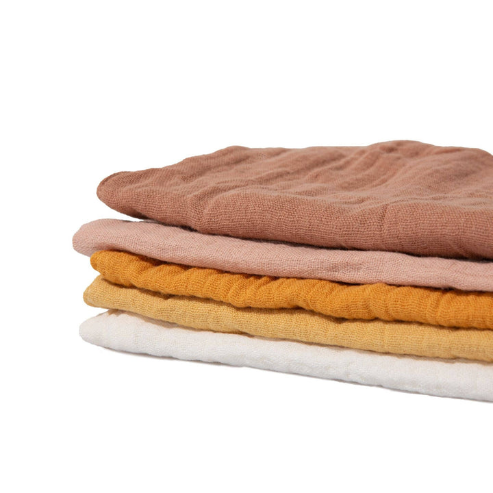 Organic Muslin Baby Wash Cloths - Golden Harvest 5 Pack