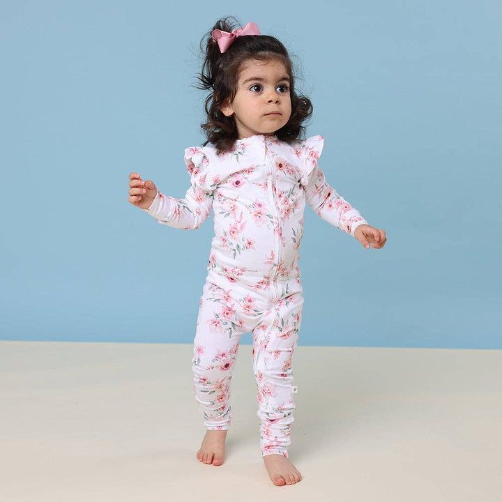Camille Organic Snugglesuit Convertible Romper with Frill