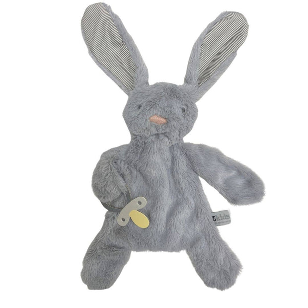 Bunny Comforter with Dummy Holder - Storm with Stripe ears - 30cm