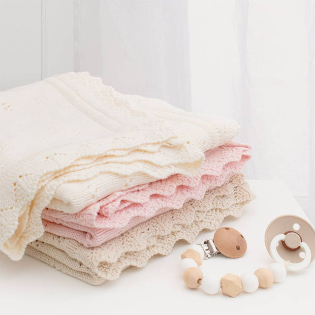 Bamboo/Cotton Heirloom Baby Blanket - Sand