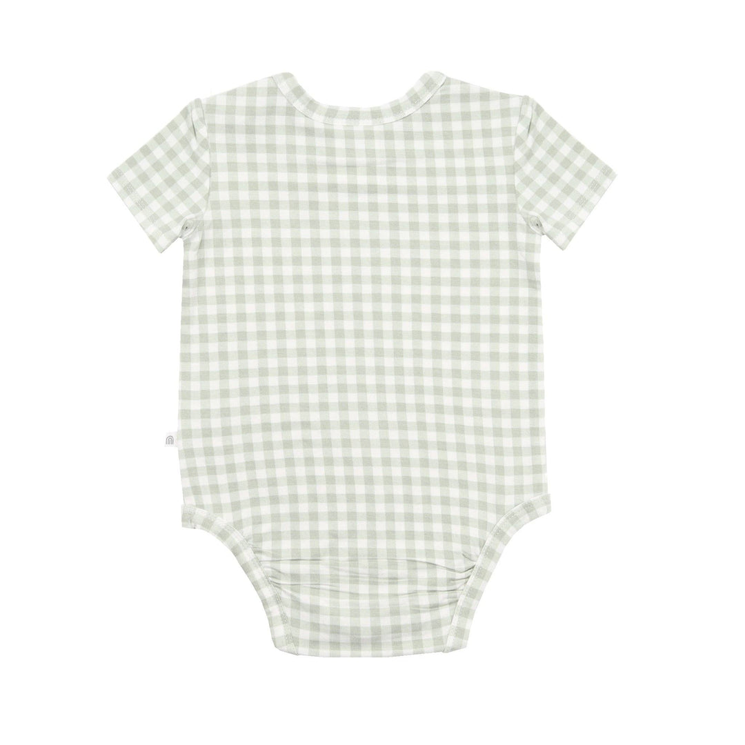Comfy Bodysuit Short Sleeve - Sage Gingham