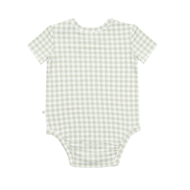 Comfy Bodysuit Short Sleeve - Sage Gingham