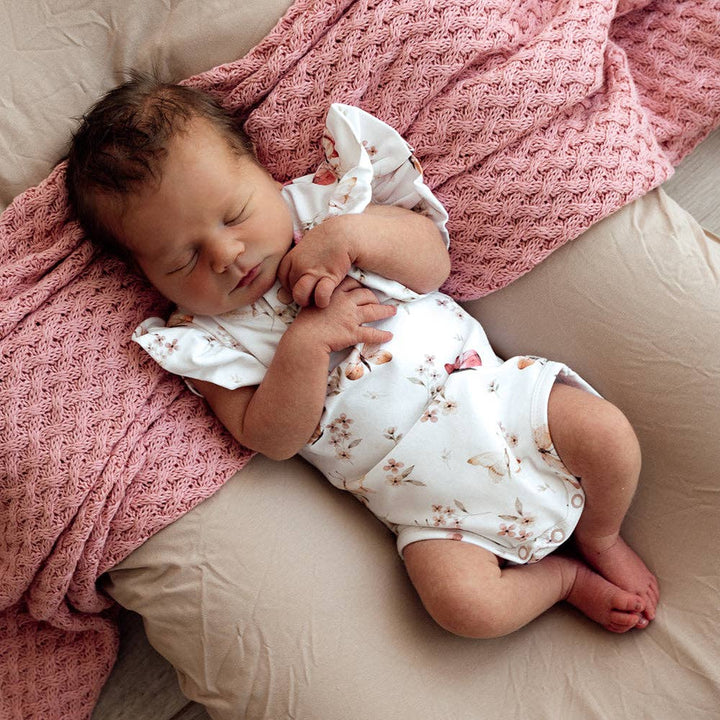 Butterfly Short Sleeve Organic Bodysuit with Frill