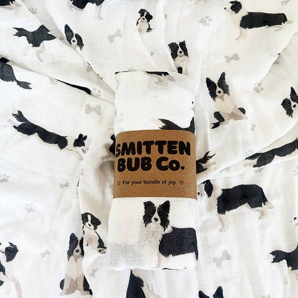 BORDER COLLIE | Bamboo Cotton Muslin Swaddle