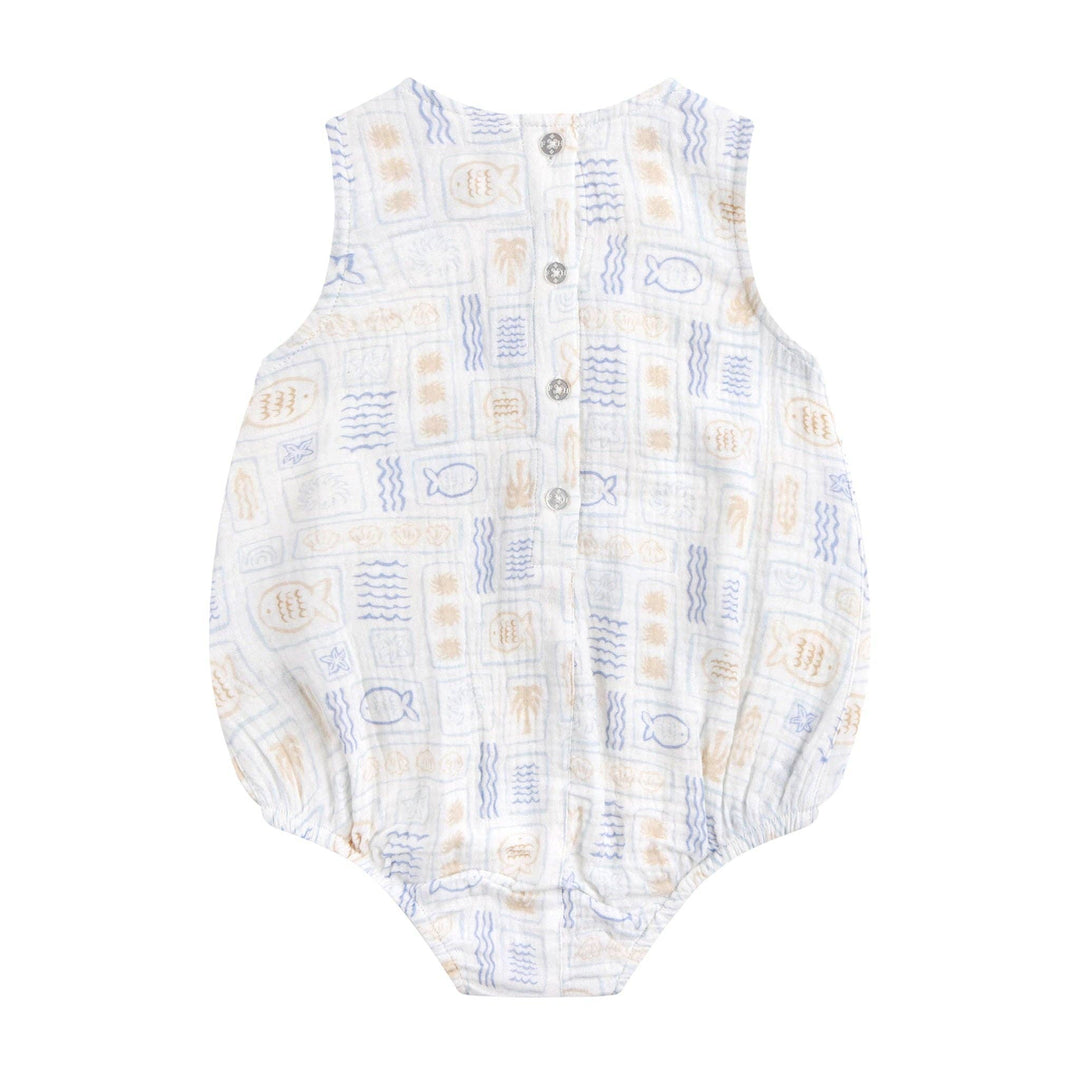 Sleeveless Woven Printed Romper - Salty Shores