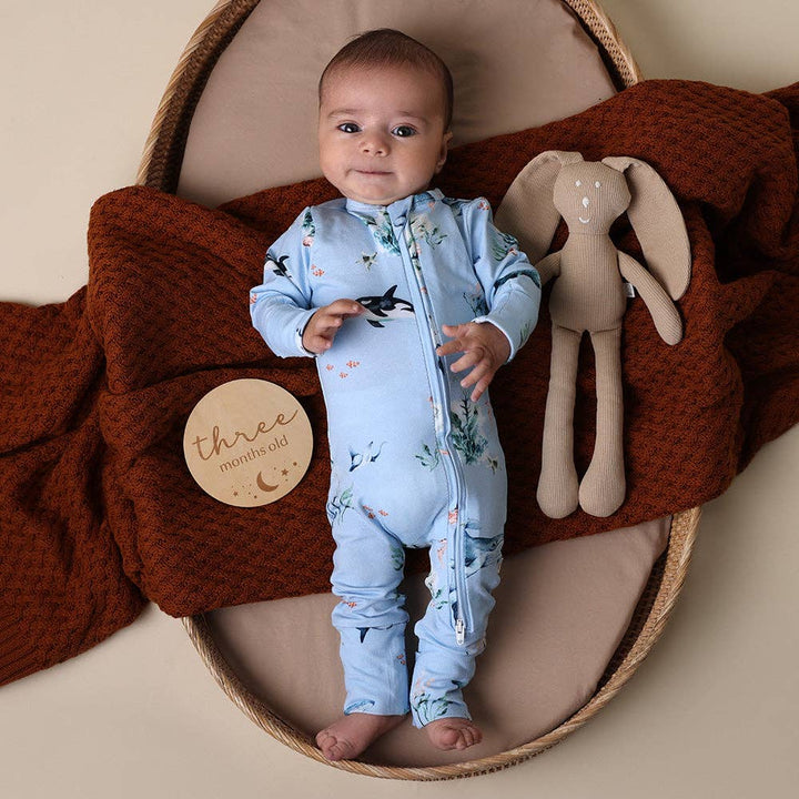Blue Ocean Onesie Organic Snugglesuit Convertible Romper