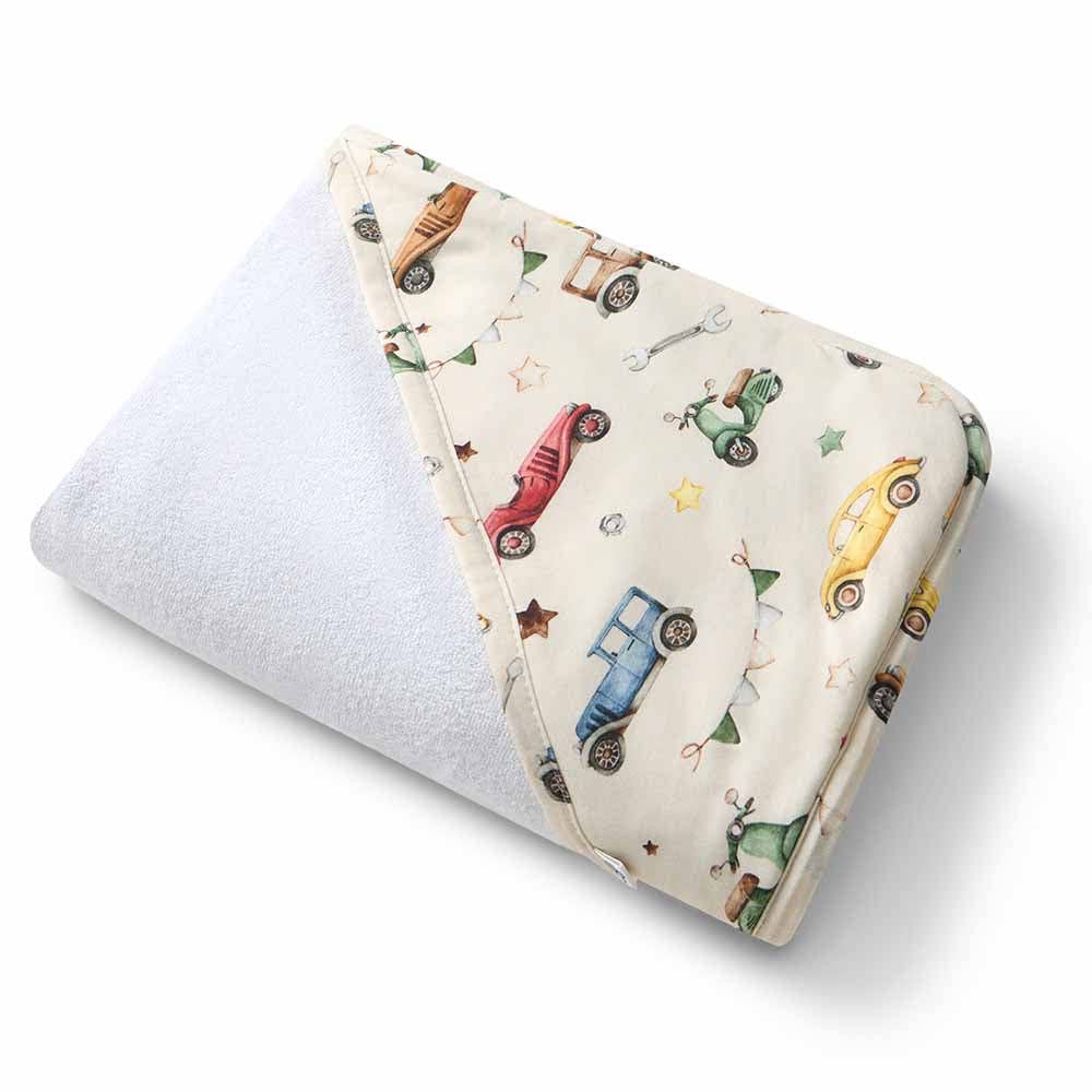 Vintage Cars Organic Hooded Baby Towel