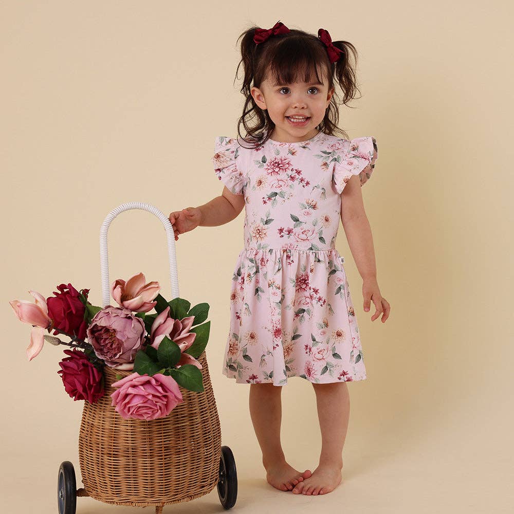 Birds & Blooms Short Sleeve Organic Dress