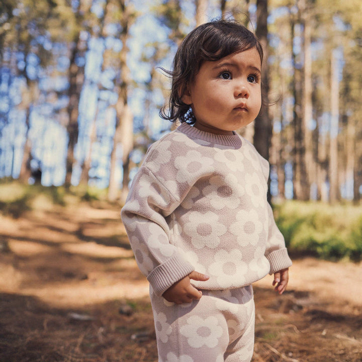 Jacquard Knit Jumper - Neutral Flower