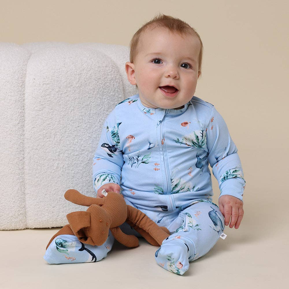 Blue Ocean Onesie Organic Snugglesuit Convertible Romper