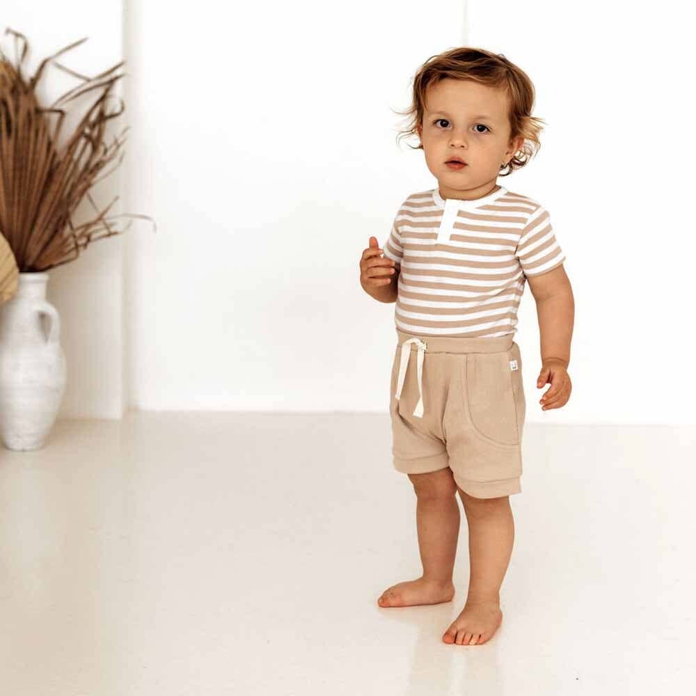 Pebble Stripe Short Sleeve Organic Cotton Bodysuit