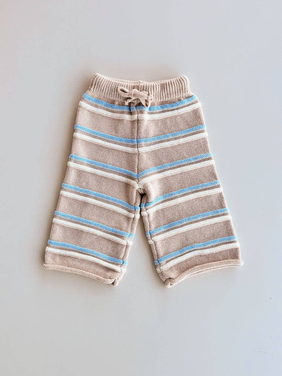 Raised Stripe Baby 2 piece Knit SET  - Oat/Arctic/Snow