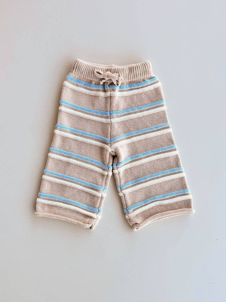 Raised Stripe Baby 2 piece Knit SET  - Oat/Arctic/Snow