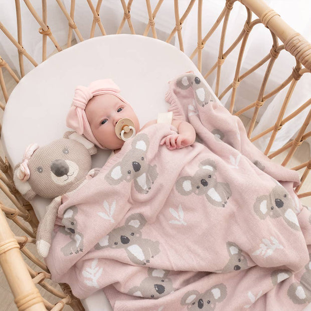 Australiana Baby Blanket - Koala/Blush