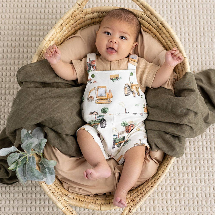 Diggers & Tractors Organic Snuggle Overall Shorts