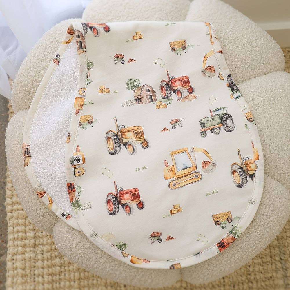 Diggers & Tractors Organic Cotton Burp Cloth