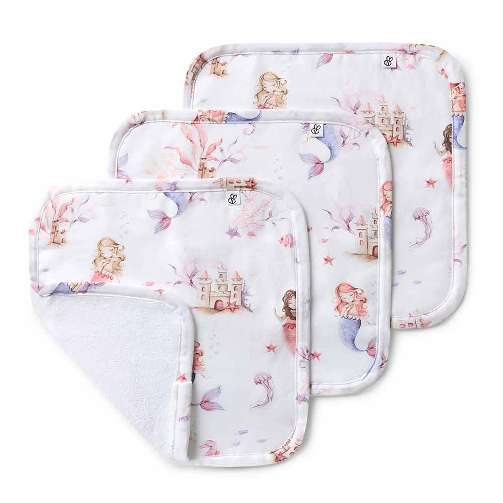 Mermaid Organic Wash Cloths - 3 Pack