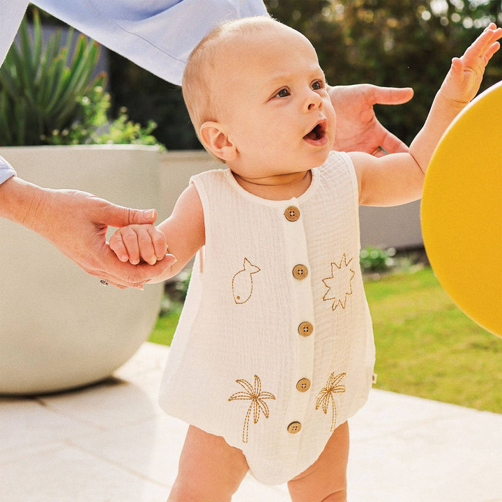 Sleeveless Woven Shortall - Coconut