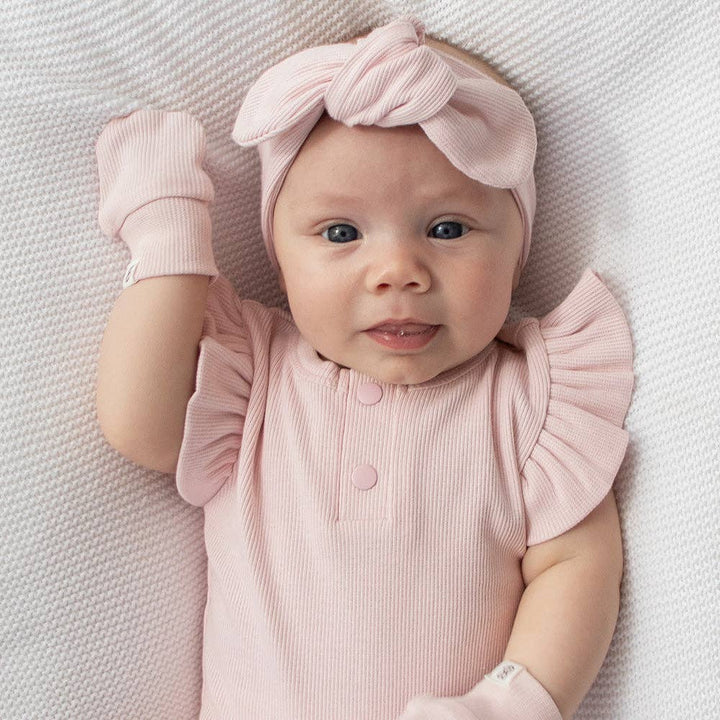 Baby Pink Organic Cotton Rib Mittens