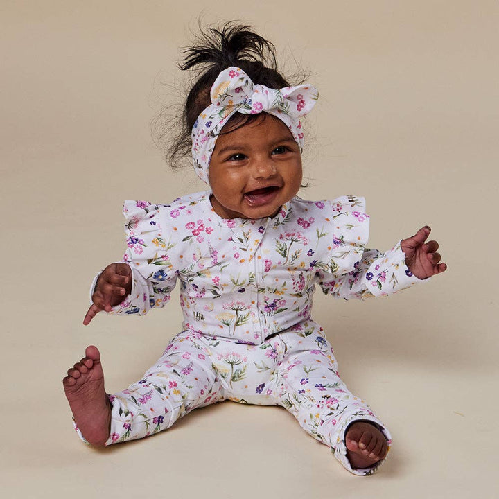 Gracie Organic Snugglesuit Convertible Romper with Frill