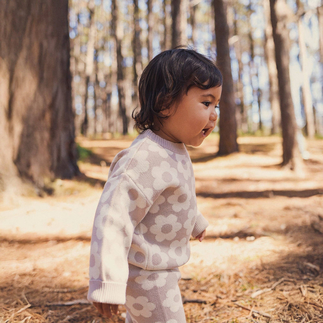 Jacquard Knit Jumper - Neutral Flower
