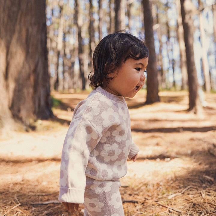Jacquard Knit Jumper - Neutral Flower