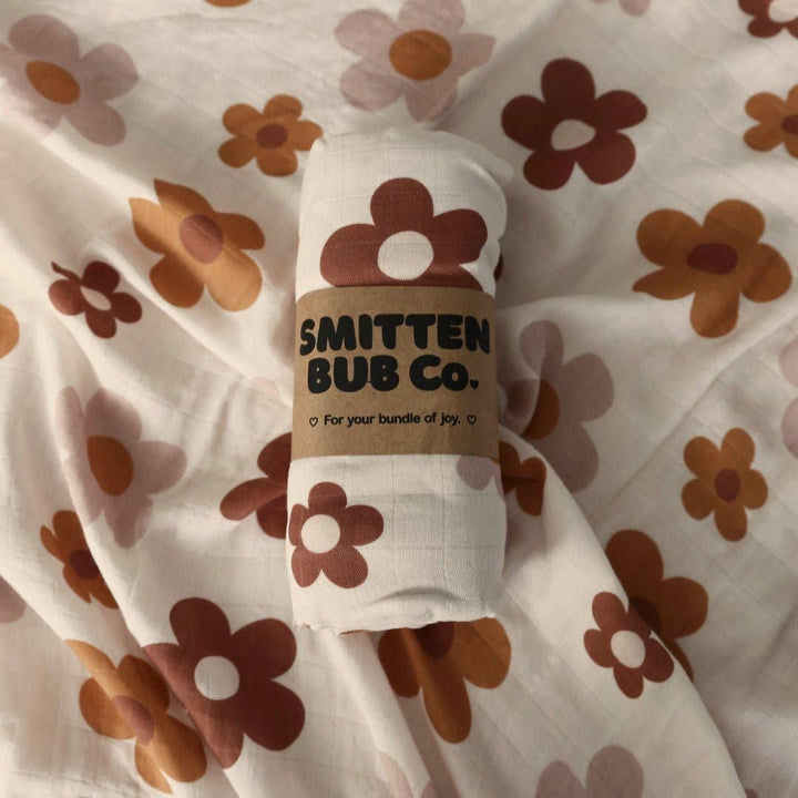 RETRO FLOWERS | Bamboo Cotton Muslin Swaddle