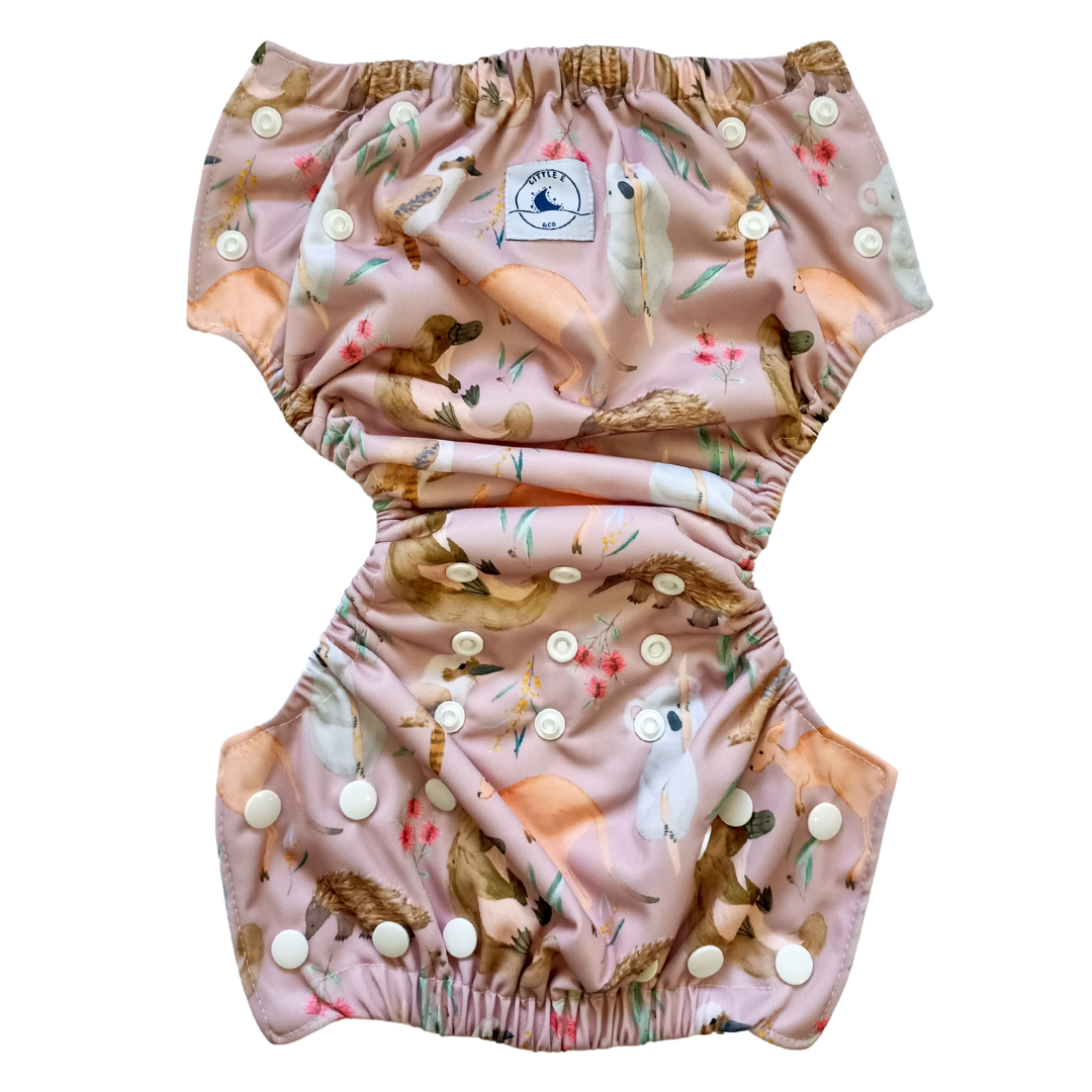 REUSABLE SWIM NAPPY & MINI WET BAG COMBO - AUS ANIMAL